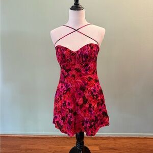 For Love And Lemons Red Floral Mini Dress